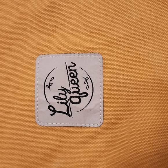 Lily Queen canvas yellow and cream tote! Strong and fun zippered tote!! - Picture 2 of 9